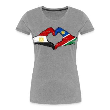 Egypt Namibia Flag Hands Heart Shape Used - Women's Premium Organic T-Shirt - heather grey - Front - Mia (176cm)
