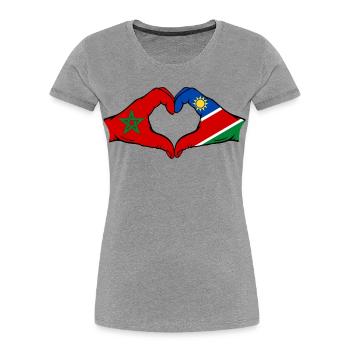 Morocco Namibia Flag Hands Heart Shape - Women's Premium Organic T-Shirt - heather grey - Front - Mia (176cm)