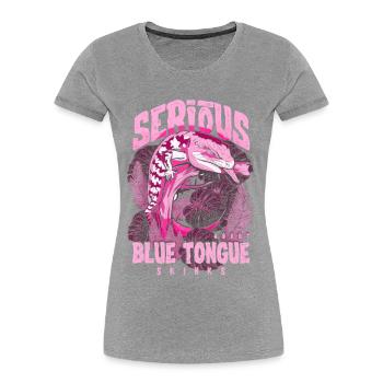 Ernsthaft über Blauzungenskinke Reptilienhalter - Frauen Premium Bio T-Shirt - Grau meliert - Vorne - Mia (176cm)
