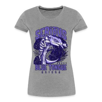 Ernsthaft über Blauzungenskinke Reptilienhalter - Frauen Premium Bio T-Shirt - Grau meliert - Vorne - Mia (176cm)