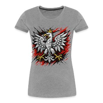Pologne Polska Aigle drapeau patriotisme cadeau - T-shirt bio Premium Femme - gris chiné - Devant - Mia (176cm)