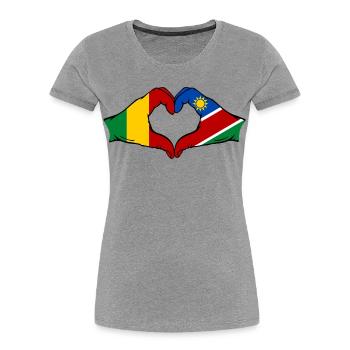 Mali Nairobi Flagge Hände Herz - Frauen Premium Bio T-Shirt - Grau meliert - Vorne - Mia (176cm)