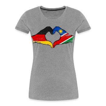 Drapeau de l'Allemagne et de la Namibie, forme de cœur, utilisé - T-shirt bio Premium Femme - gris chiné - Devant - Mia (176cm)
