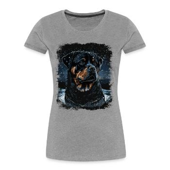 Chien Rottweiler - T-shirt bio Premium Femme - gris chiné - Devant - Mia (176cm)