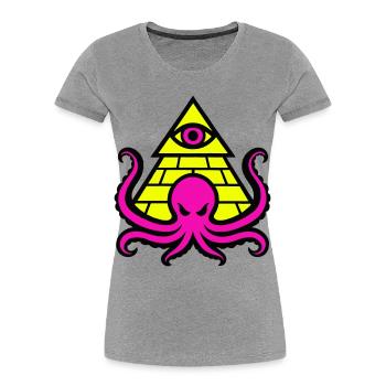 Pyramid with occult octopus and eye - Women's Premium Organic T-Shirt - heather grey - Front - Mia (176cm)