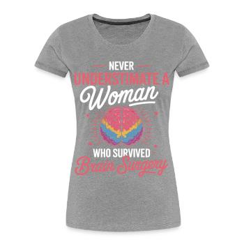 Stärke der Frauen Gehirn Chirurgie Motiv - Frauen Premium Bio T-Shirt - Grau meliert - Vorne - Mia (176cm)