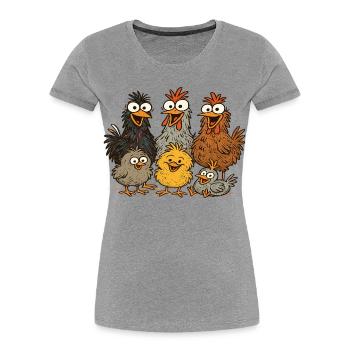 Poulet coloré motif de dessin animé - T-shirt bio Premium Femme - gris chiné - Devant - Mia (176cm)