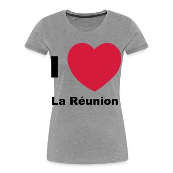 Ich liebe La Réunion - Frauen Premium Bio T-Shirt - Grau meliert - Vorne - Mia (176cm)