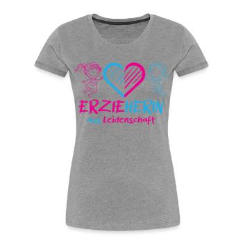 Éducateur Maternelle Garderie Profession Enseignant de maternelle - T-shirt bio Premium Femme - gris chiné - Devant - Mia (176cm)