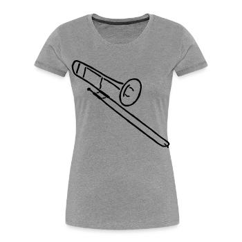 Trombone Sketch Gift for Trombonists - Women's Premium Organic T-Shirt - heather grey - Front - Mia (176cm)