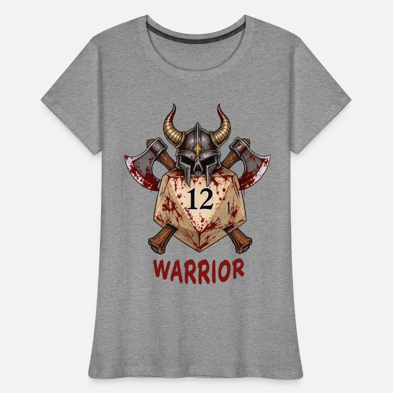 W20 mit Ritterhelm & Äxten – Warrior Dice Frauen Premium Bio T-Shirt