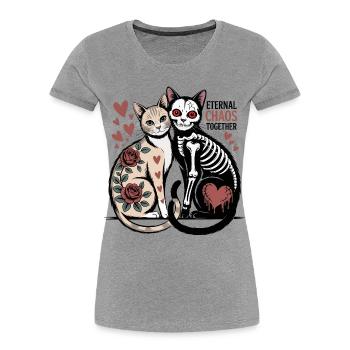 Ewige Chaoskatzen - Frauen Premium Bio T-Shirt - Grau meliert - Vorne - Mia (176cm)