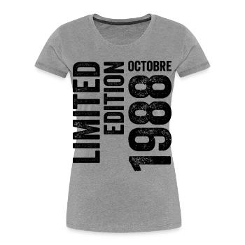 1988  - Frauen Premium Bio T-Shirt - Grau meliert - Vorne - Mia (176cm)