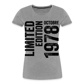 1978  - Frauen Premium Bio T-Shirt - Grau meliert - Vorne - Mia (176cm)