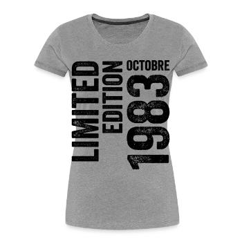 1983 - Women's Premium Organic T-Shirt - heather grey - Front - Mia (176cm)