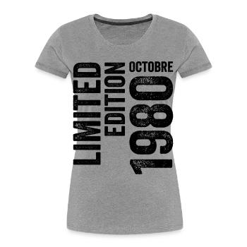 1980 - Women's Premium Organic T-Shirt - heather grey - Front - Mia (176cm)
