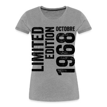 1968 - Women's Premium Organic T-Shirt - heather grey - Front - Mia (176cm)
