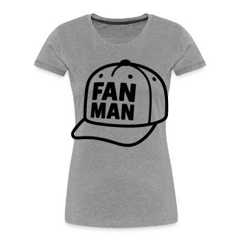 Casquette FANMAN - T-shirt bio Premium Femme - gris chiné - Devant - Mia (176cm)