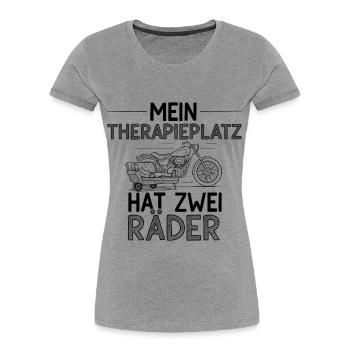 Therapie auf zwei Rädern : Mountainbike fahren - Frauen Premium Bio T-Shirt - Grau meliert - Vorne - Mia (176cm)
