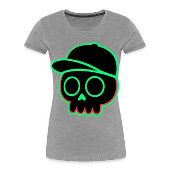 Neon Schädel Cap - Frauen Premium Bio T-Shirt - Grau meliert - Vorne - Mia (176cm)