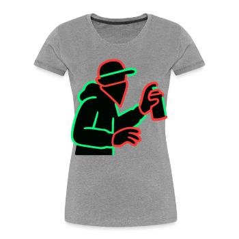 Neon Graffiti Sprayer Silhouette - Frauen Premium Bio T-Shirt - Grau meliert - Vorne - Mia (176cm)