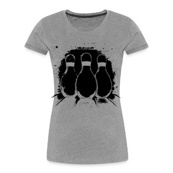 Graphiques de bowling - T-shirt bio Premium Femme - gris chiné - Devant - Mia (176cm)