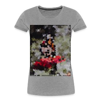 Punktiertes Schmetterlings-Mosaik - Frauen Premium Bio T-Shirt - Grau meliert - Vorne - Mia (176cm)