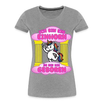 I was born a unicorn - Women's Premium Organic T-Shirt - heather grey - Front - Mia (176cm)