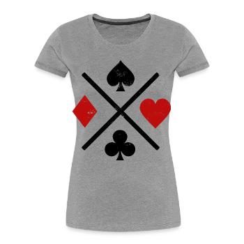 Spielkarten Kontrastdesign - Frauen Premium Bio T-Shirt - Grau meliert - Vorne - Mia (176cm)
