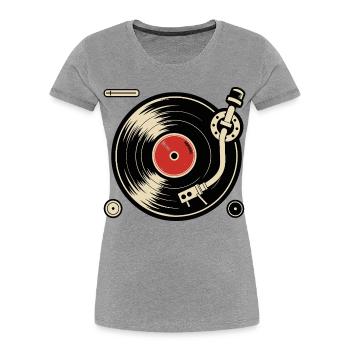 Disques vinyles Platine vinyle Platine vinyle Graphisme - T-shirt bio Premium Femme - gris chiné - Devant - Mia (176cm)