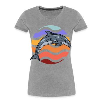 Dolphin in wave pattern - Women's Premium Organic T-Shirt - heather grey - Front - Mia (176cm)