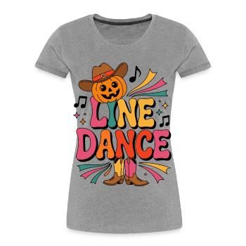 Line Dance Halloween - Frauen Premium Bio T-Shirt - Grau meliert - Vorne - Mia (176cm)