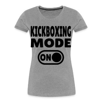 Mode kickboxing activé – Puissance pour les artistes martiaux - T-shirt bio Premium Femme - gris chiné - Devant - Mia (176cm)