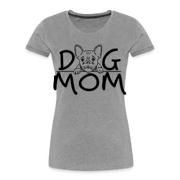 Dog Mom | Cute Bulldog Line Art Design - Frauen Premium Bio T-Shirt - Grau meliert - Vorne - Mia (176cm)
