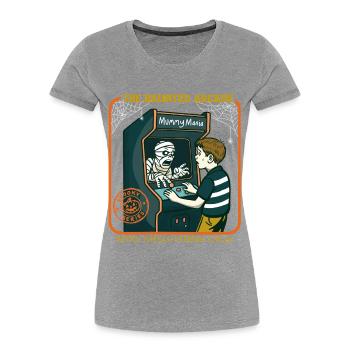 L’arcade hantée - T-shirt bio Premium Femme - gris chiné - Devant - Mia (176cm)
