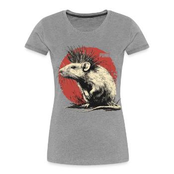 Punk Rock Rat - T-shirt bio Premium Femme - gris chiné - Devant - Mia (176cm)
