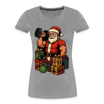 Fitness Santa mit Geschenken - Frauen Premium Bio T-Shirt - Grau meliert - Vorne - Mia (176cm)