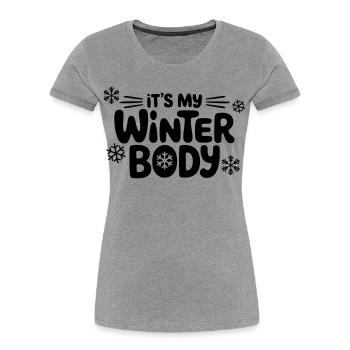 Winter-Körper - Frauen Premium Bio T-Shirt - Grau meliert - Vorne - Mia (176cm)