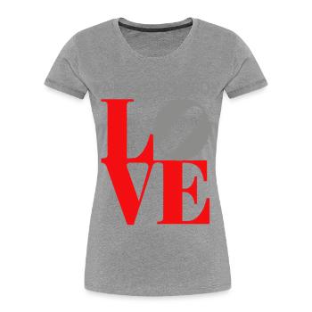 All You Need Is Love Pop Art - Frauen Premium Bio T-Shirt - Grau meliert - Vorne - Mia (176cm)
