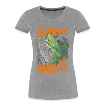 Ernsthaft über Kubanischer Ritter Anolis seit 2014 - Frauen Premium Bio T-Shirt - Grau meliert - Vorne - Mia (176cm)