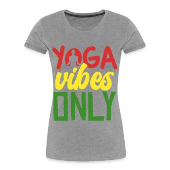 T-shirt Only Yoga Vibes - T-shirt bio Premium Femme - gris chiné - Devant - Mia (176cm)