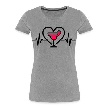 Daiquiri Cocktail Cœur Fraise - T-shirt bio Premium Femme - gris chiné - Devant - Mia (176cm)