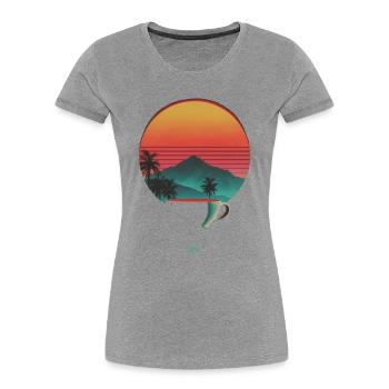 Sonnenuntergang und Kaffee - Frauen Premium Bio T-Shirt - Grau meliert - Vorne - Mia (176cm)