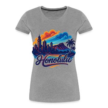 Honolulu Waikiki Capital Hawaii Aloha Gift - Women's Premium Organic T-Shirt - heather grey - Front - Mia (176cm)