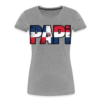  Papi Dominikanische Flagge – Stolzer Papa aus der - Frauen Premium Bio T-Shirt - Grau meliert - Vorne - Mia (176cm)