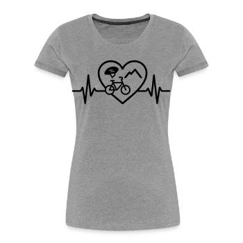 Cycling Heart Bicycle Helmet Mountains - Women's Premium Organic T-Shirt - heather grey - Front - Mia (176cm)