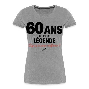 60 Years of Pure Legend Funny Birthday Gift - Women's Premium Organic T-Shirt - heather grey - Front - Mia (176cm)