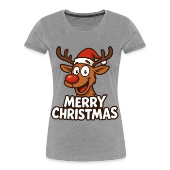 Funny Reindeer Christmas - Women's Premium Organic T-Shirt - heather grey - Front - Mia (176cm)