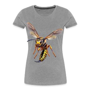 Guêpe allemande - T-shirt bio Premium Femme - gris chiné - Devant - Mia (176cm)