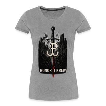Honor i Krew Art de la résistance polonaise - T-shirt bio Premium Femme - gris chiné - Devant - Mia (176cm)